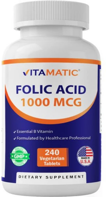 vitamatic 비타매틱 엽산 1000mcg 1mg - 240정 채식주의자용 1667mcg DFE 133917, 1개 - 쿠팡