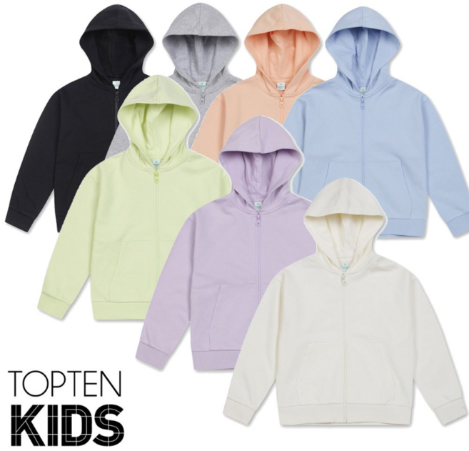 특가세일 탑텐키즈 아동 유아 여아 남아 오가닉 테리 기본 후드 집업 자켓