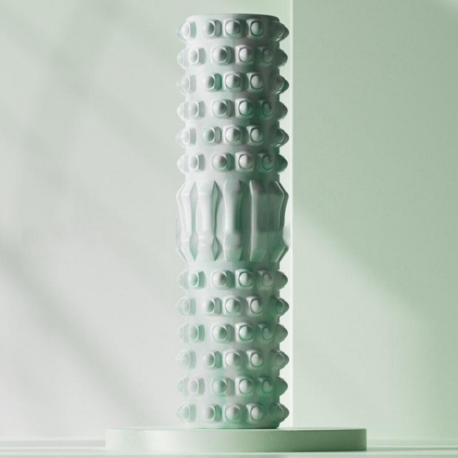 鑽石款 泡沫軸 30CM 深度按摩 瑜珈柱, 1個, 【暈染綠白】月牙款,45*12cm