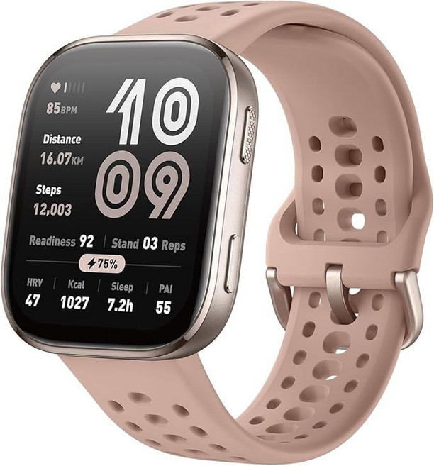 Amazfit Bip 6 46mm 스마트워치 14일 배터리 1.97 AMOLED GPS & 무료 지도 블루투스 통화 140+ 운동 모드 블러시, [01]검정색