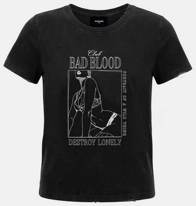 BADBLOOD Lonely Girl Short Sleeve T-Shirt - Black