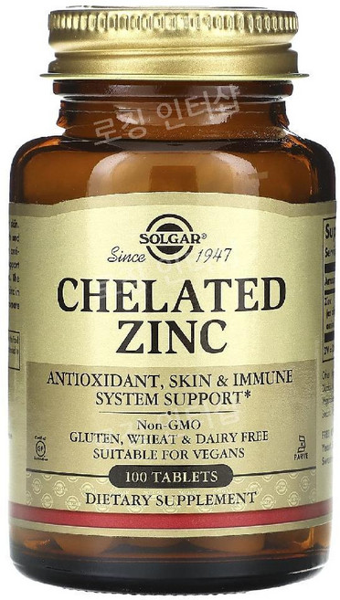 Solgar 솔가 킬레이트 아연 22mg 100정, 1개