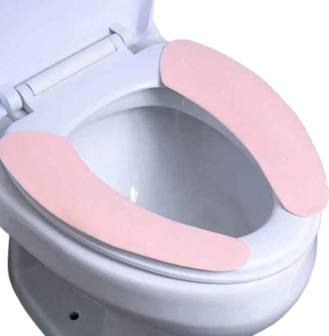 사계절 휴대용 탈부착 변기시트 커버 빨아쓰는 극세사 변기커버, 핑크, 5세트