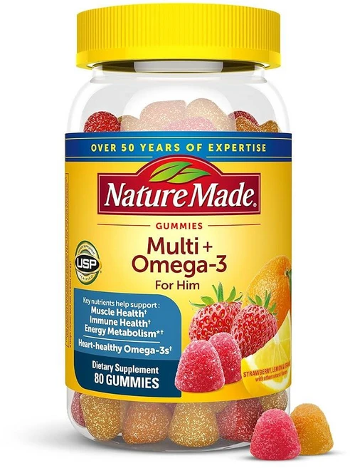 네이처메이드 남성용 멀티플러스 오메가-3 구미 80정, 80 Count (Pack of 1), 1개 - 쿠팡