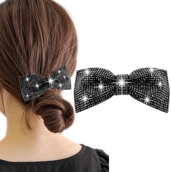 반짝반짝 큐빅 오로라 크리스탈 리본핀 자동핀 머리 헤어 장식 헤어핀