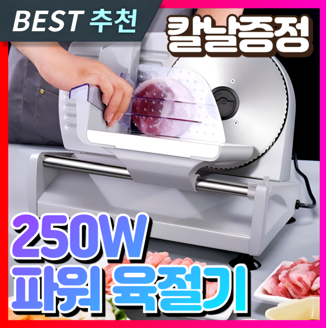 정우리빙 최고파워 육절기 가정용 고기 써는 기계 탁상용 업소용 고기절단기 햄 슬라이서 냉장, 1개, [250W] 강력파워 육절기