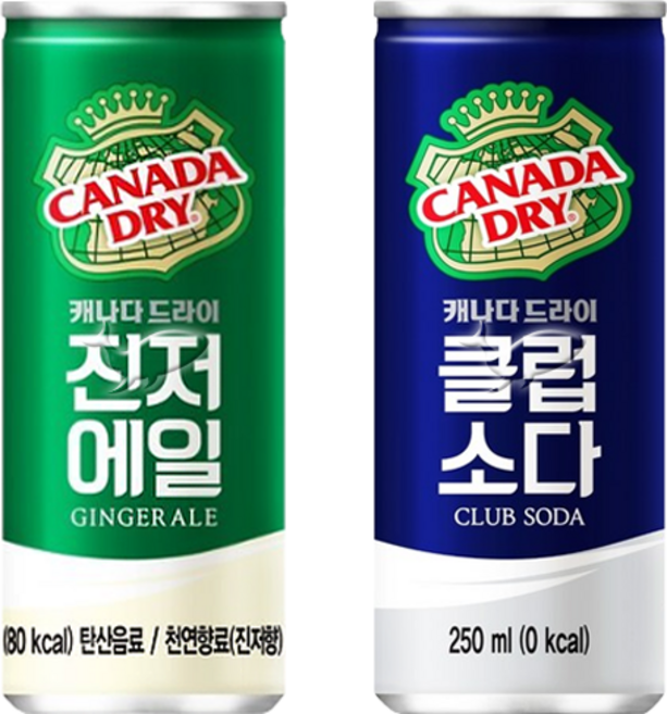 캐나다드라이 진저에일 5캔+클럽소다 5캔 총10캔, 10개, 250ml