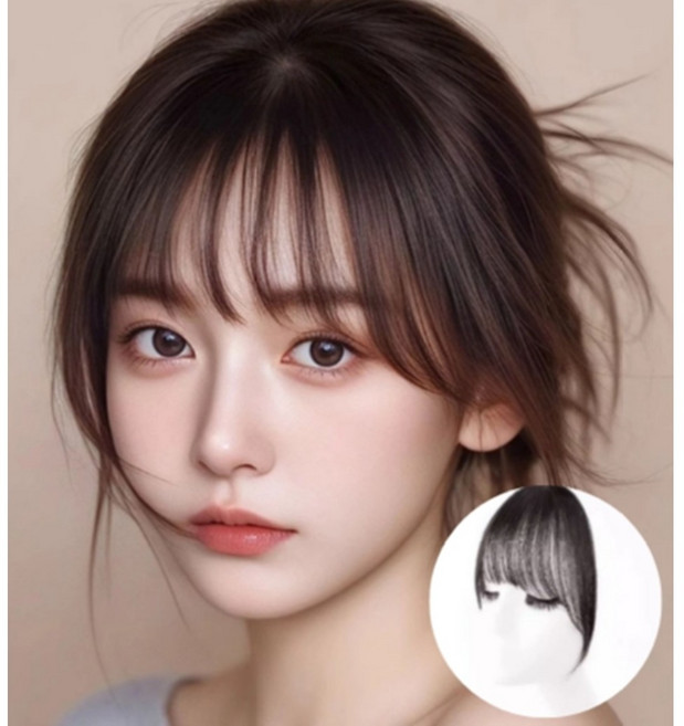 에리모 시스루뱅 앞머리 가발 여자 부분 가발 헤어피스, 1개, 자연브라운