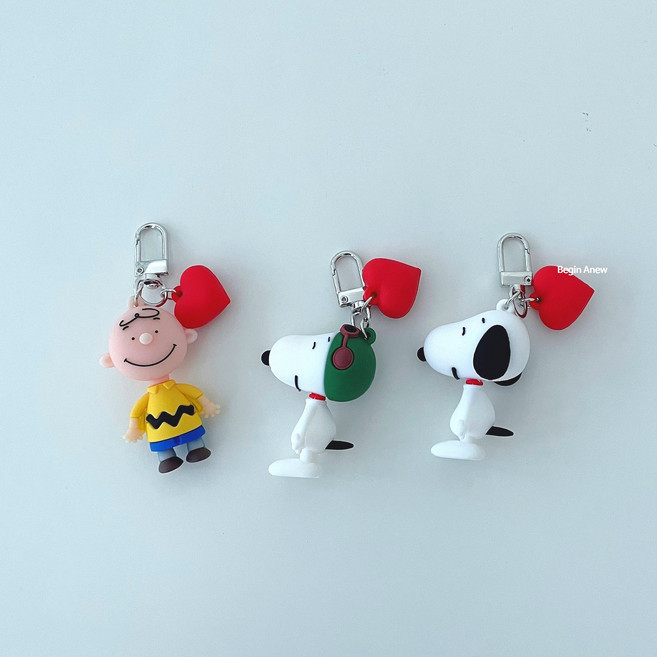 비긴어뉴 스누피 찰리 키링 키체인 에어팟 갤럭시버즈 키홀더, 1개, B모자스누피