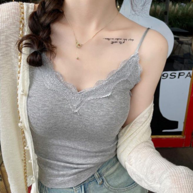 셀루앙드 데일리 끈조절 캡내장 레이스 민소매 나시