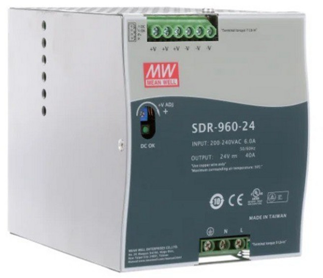 MEAN WELL SDR-960-24 960W 24V 40A DIN導軌電源供應器(含稅), 1個
