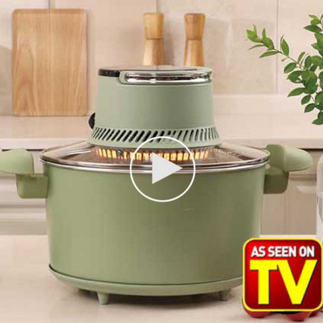 독일 몬타 에어광파 요리왕 전기 광파 오븐 에어프라이어 냄비 찜기 솥 후라이팬 찜솥 1세트, 카키