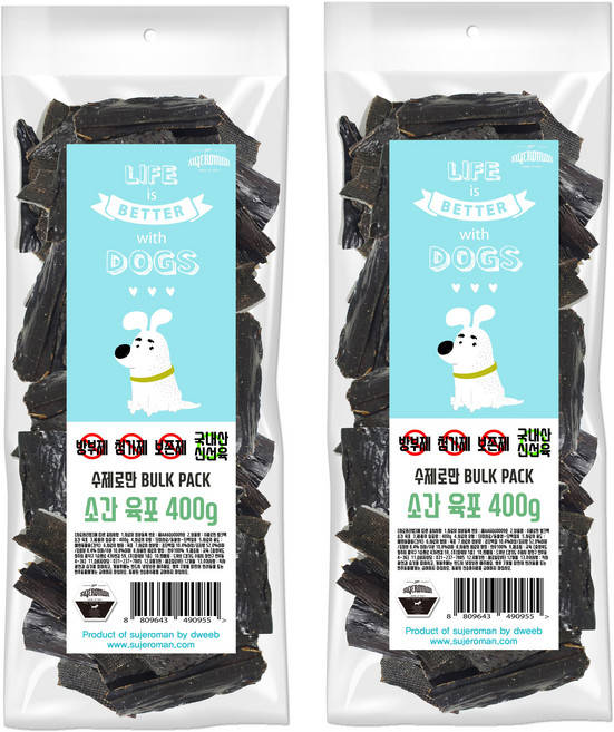 수제로만 벌크팩 대용량 수제간식, 소간육포 400g x 2, 400g, 2개