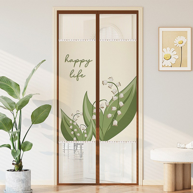 방일 꽃송이 모기방지 문발 세트 일체형 자석 프리미엄 모기장 + 찍찍이테이프 + 오픈고정자석, B