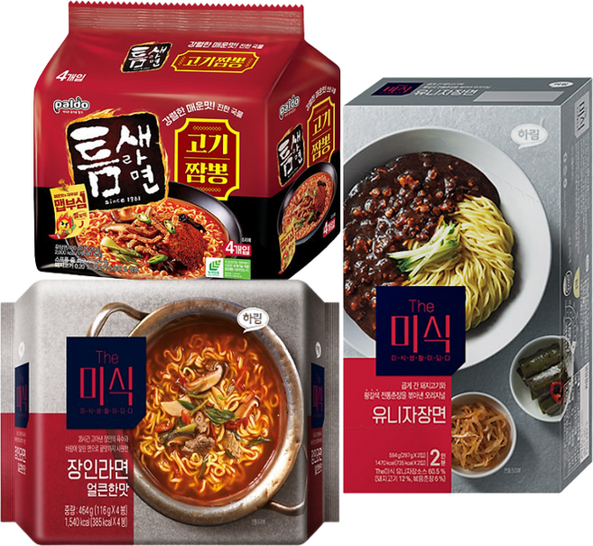 미식 유니짜장2입+장인라면 얼큰한맛4입+틈새고기짬뽕4입, 1개