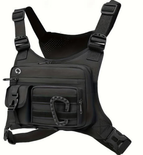 투케바이크 오토바이 배달대행 전술 가방 조끼, 블랙