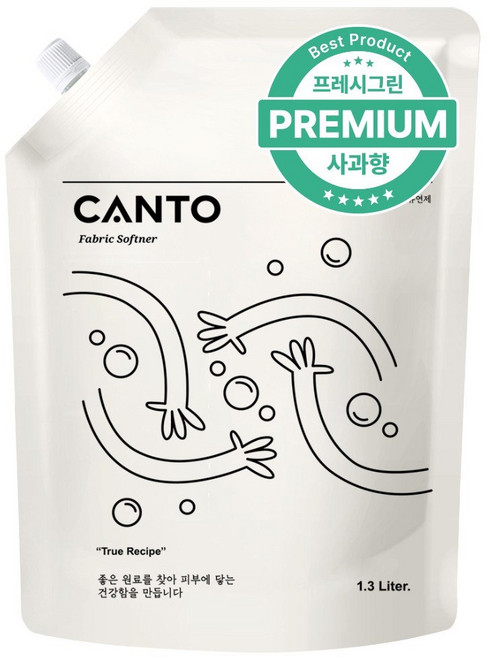 칸토 고농축 프리미엄 섬유유연제 파우치 새콤달콤 과일향 프레시그린, 1개, 1.3L