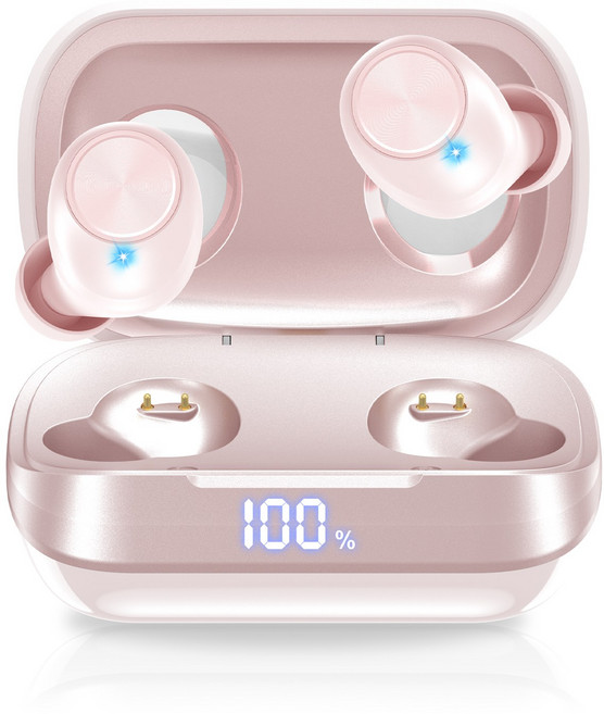 DAICOO 커널형 무선 블루투스 이어폰 ENC 노이즈 캔슬링 T08, 핑크