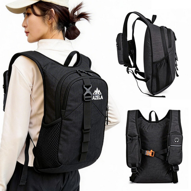 Jeernare 방수 초경량 3층 등산가방 접이식 수납 일체형 등산배낭 낚시 사이클 트레일러닝 백팩, 블랙