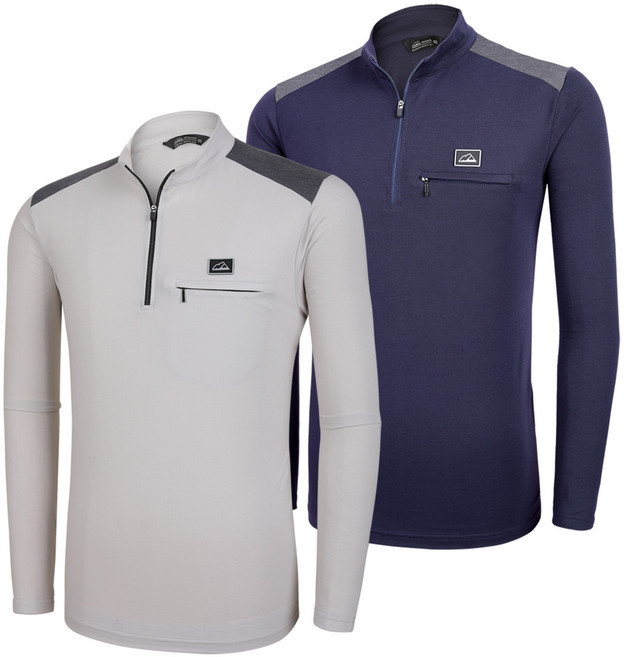 [이지바이] (1+1) 남성 긴팔 집업티_배색 등산복 작업복 집업티