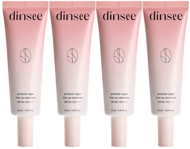 [딘시] 프리미엄 비건 톤 업 선크림 (SPF50+PA++++), 4개, 50ml