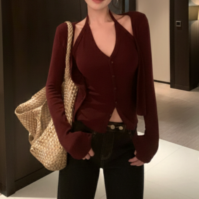 유니크코코 간절기 이중 슬림 봄 가디건 여성 5837