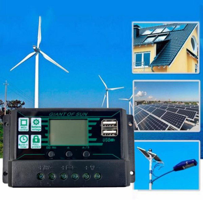 태양광컨트롤러 MPPT PWM 충전 듀얼 USB 포트 LCD 패널 배터리 10A 20A 30A 40A 50A 60A 100A 12 V 24V, 1개, 9) 90A