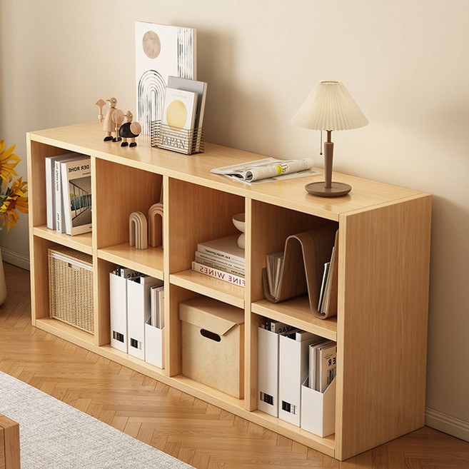 SeekFun 오픈책장 전면 파티션 책꽂이 대용량 수납 선반 진열장 장식장 조립식 낮은 큐브 1000 1200mm, 내추럴, 2단