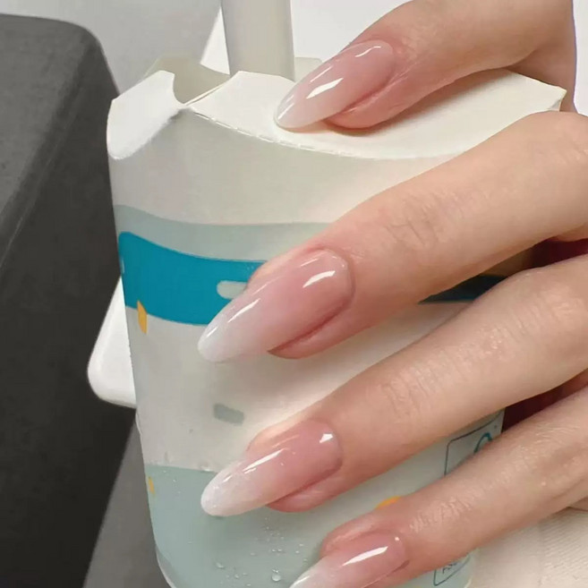 씨씨네일 치크 그라데이션 내추럴 붙이는 젤 네일 팁 웨딩 인조손톱 아몽드스타일 24P, 2개, T-80