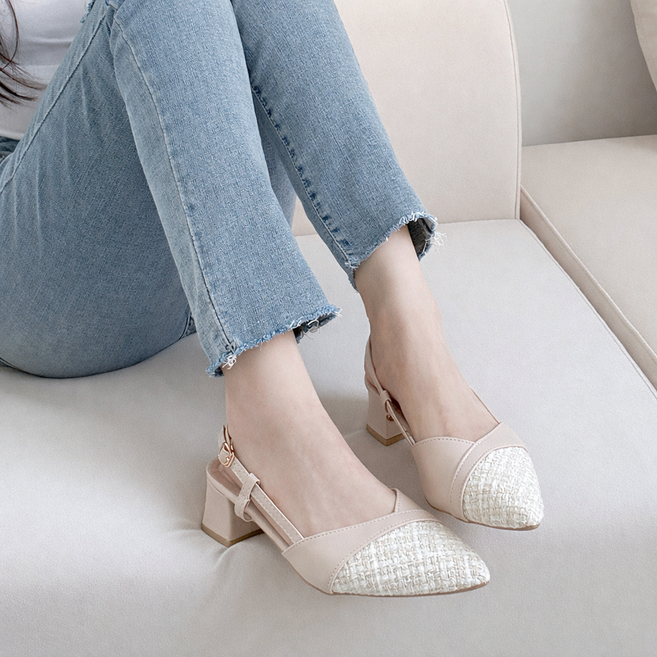 러블리디 데이지 스틸레토 심플 키높이 5cm 슬링백