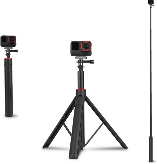 FLYMILE 인비저블 셀카봉 삼각대 1.4m/1.6m 6단 신축 1/4나스&투클로우 호환 액션6 오스모360 고프로13 포켓3 인스타360 X5 만능 액션카메라 액세서리, 1개, 1.4m tripod