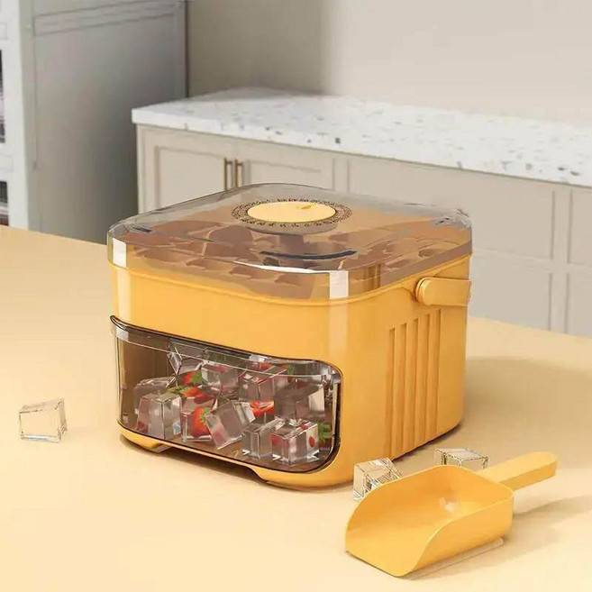 여느상점 미니제빙기 얼음 아이스메이커 제빙기, 옐로우 이중층, 기본 색상