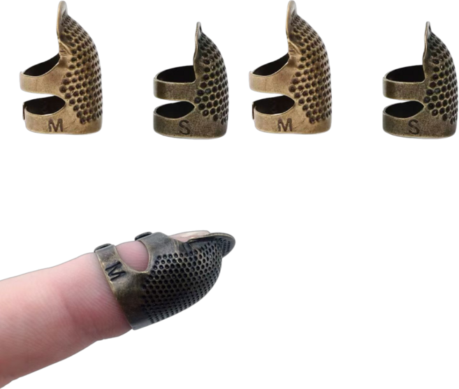 스콜피오 바느질 손가락보호 청동 손가락쇠골무, 4개