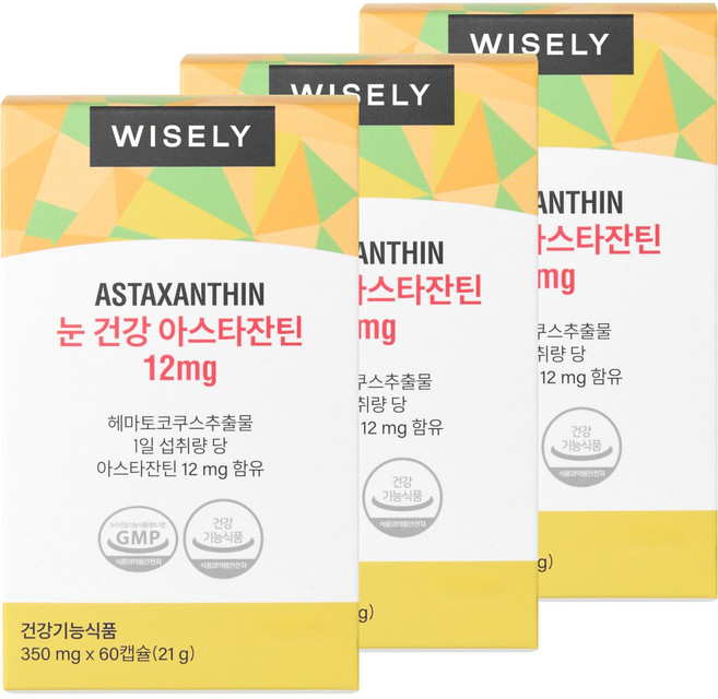 와이즐리 눈 피로 개선 아스타잔틴 12mg, 3개