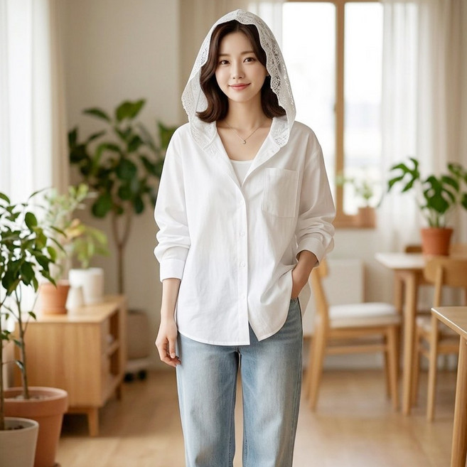 이서어패럴 데이지 브리즈 어반 로맨틱 레이스 후드셔츠2612