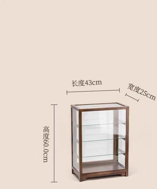 北美黑胡桃木 雙層玻璃展示櫃, 四層玻璃展示櫃【定製批發聯繫客服】