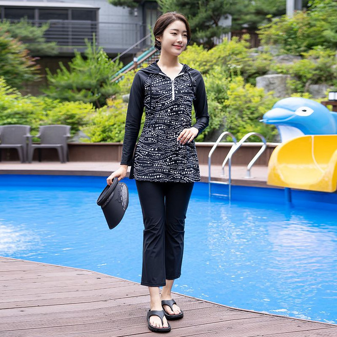 모슬린 엄마옷 반오픈집업 래쉬가드수영복세트 MQG113661 마담 미시옷 중년여성의류 빅사이즈 50대 60대여성옷