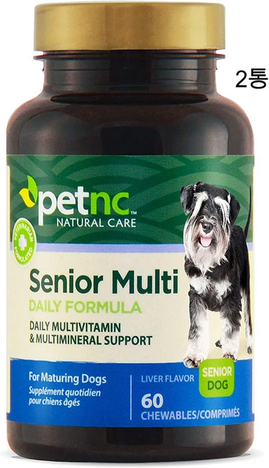 펫 내츄럴 케어 시니어 종합비타민 60츄어블 x 2통 강아지비타민, 2개 - 쿠팡