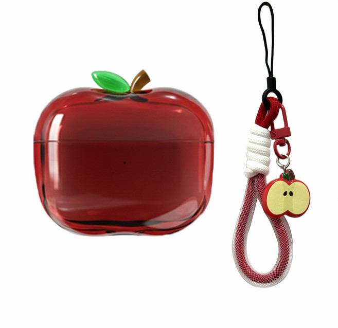 앤티키 사과 에어팟케이스 키링 포함 젤리 반투명, 레드, 에어팟4