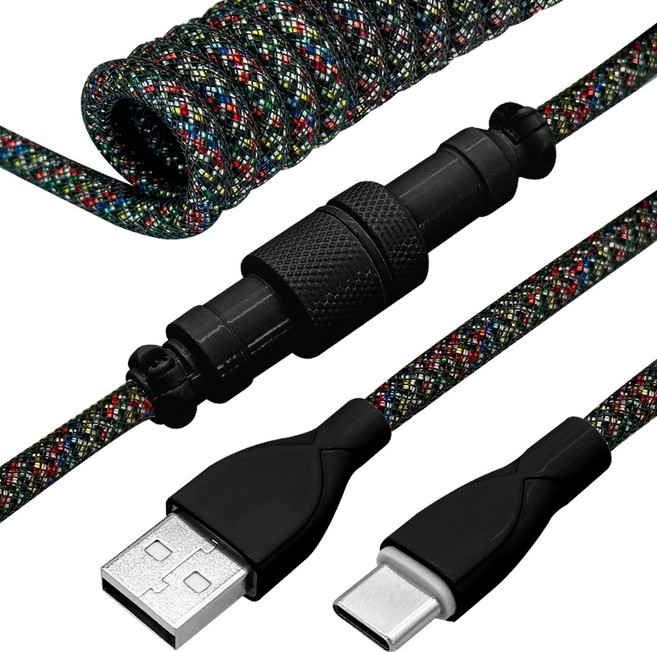 8K 고속 USB A to C타입 키보드 스프링 항공 케이블 패브릭, 1개, 멀티픽셀, 3m