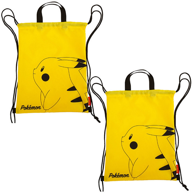 포켓몬스터 피카츄 볼트 조리개 주머니 2개 세트 보조가방 신발주머니 신주머니 실내화 가방 아동 초등 학생