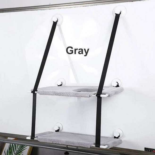 싱글더블 레이어 창문 고양이 침대 해먹 하중 애완동물 좌석 선반 제품 수면 매트, 1개, 색상: 7. 회색