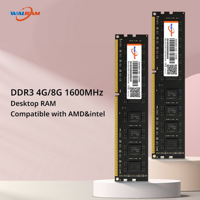 Walram 메모리 RAM DDR3 8GB 1600mhz 데스크탑 PC3 4GB 12800U 240 핀 1.5V ECC 없음 컴퓨터 UDIMM, DDR3 8G 1600MHz, 01 DDR3 8G 1600MHz