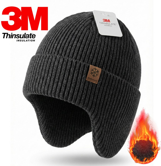 모던프로 3M 겨울 귀돌이 비니 방한 기모 안감, 1개, 차콜