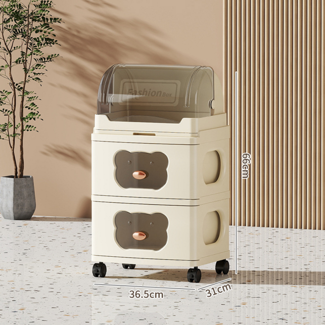 抽屜式收納櫃 廚房臥室儲物櫃, 一翻蓋兩抽屜