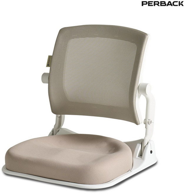 퍼백 PB-L1503 브리즈백 접이식 휴대용 좌식의자 일식집 다다미방 허리 편안한 바닥의자, 화이트프레임, 올베이지[PB-L1503WH0400]