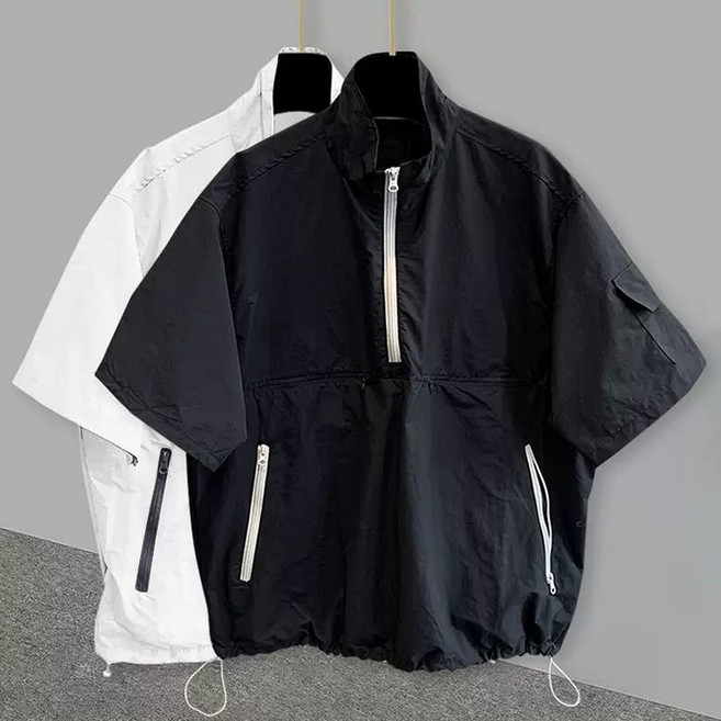 오버핏 빅사이즈 150kg까지 커플룩 남녀공용 상의 패션 루즈핏 여름 캐주얼 반집업 카고 반팔티