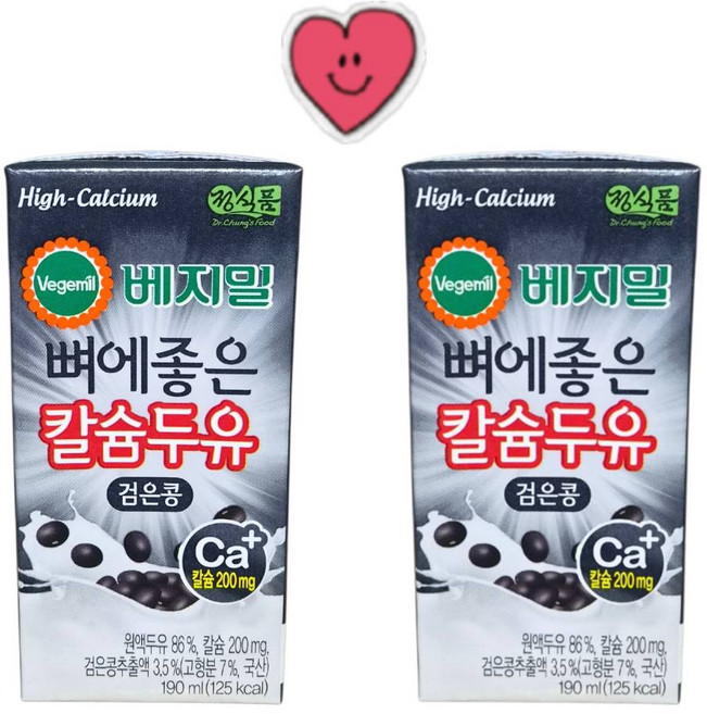 베지밀 뼈에좋은 칼슘두유 검은콩 검은깨 검은쌀, 190ml, 32개