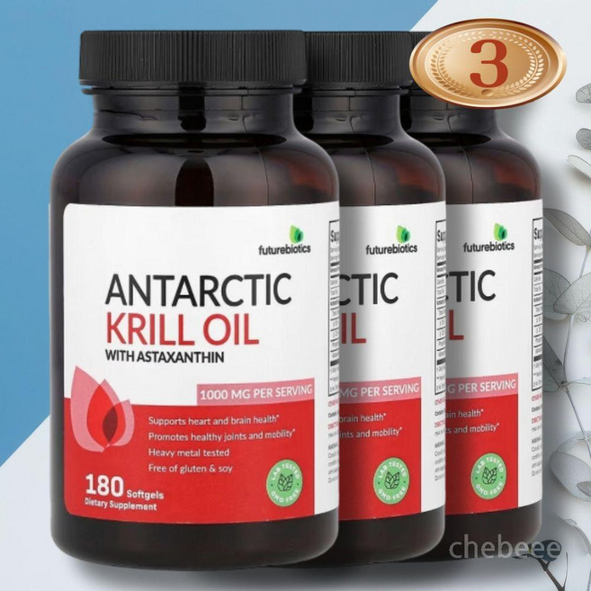 퓨처바이오틱스 남극 크릴 오일 180정 3병 아스타잔틴 오메가3 인지질 DHA