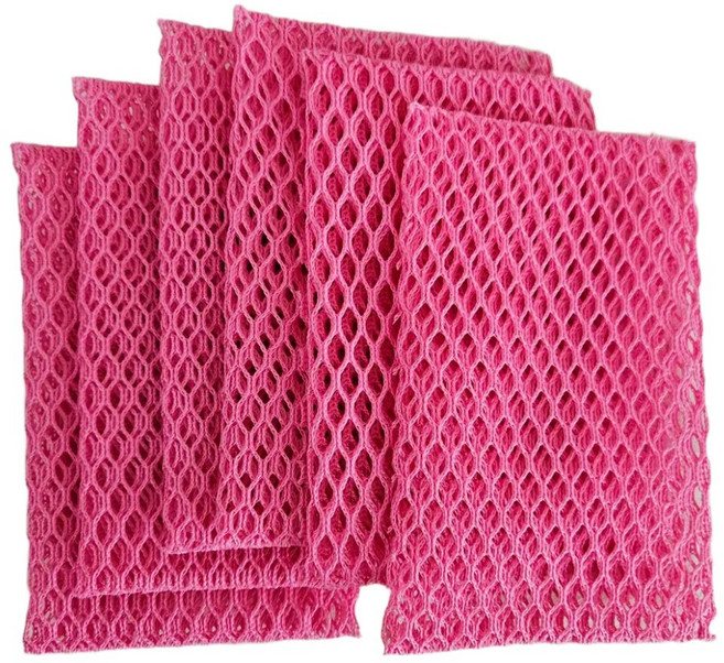 콘실 옥수수 생분해 멀티레이어 망사 수세미 핑크 6매, 1세트, 6개입